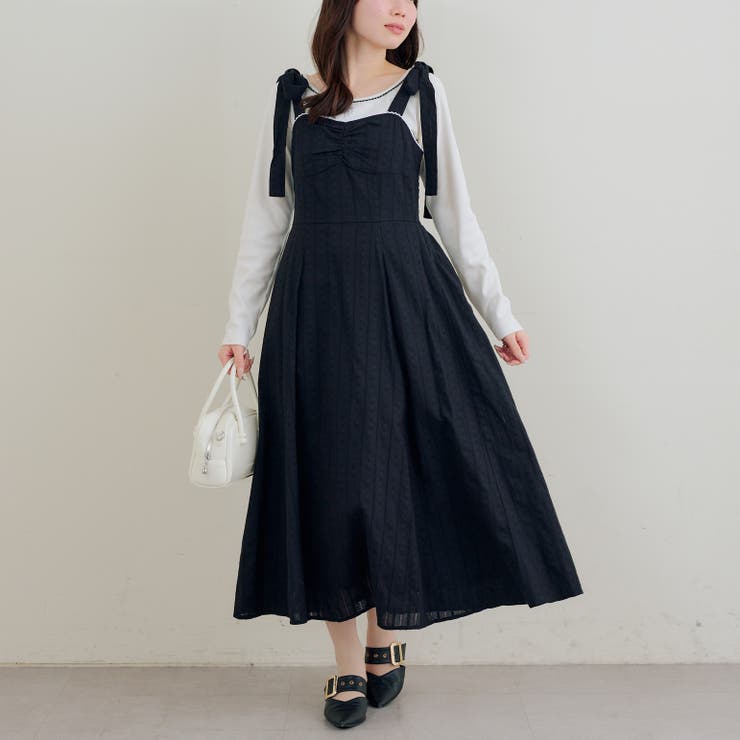 ブラック | 【5色展開】肩リボンキャミワンピース | RMAF　NICE CLAUP / OLIVE des OLIVE