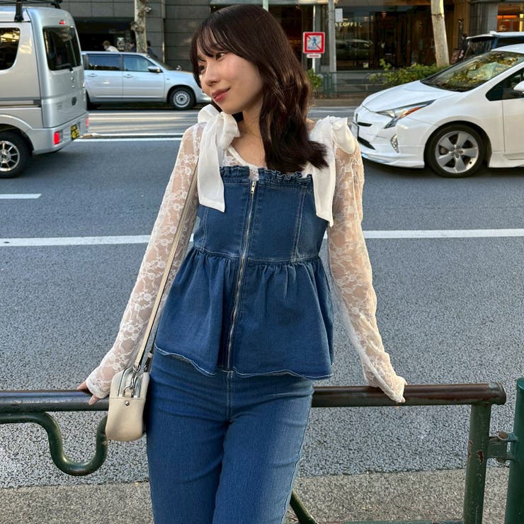 【S/Mサイズ展開】オーガンリボンペプラムサロペット | RMAF　NICE CLAUP / OLIVE des OLIVE | 詳細画像2 