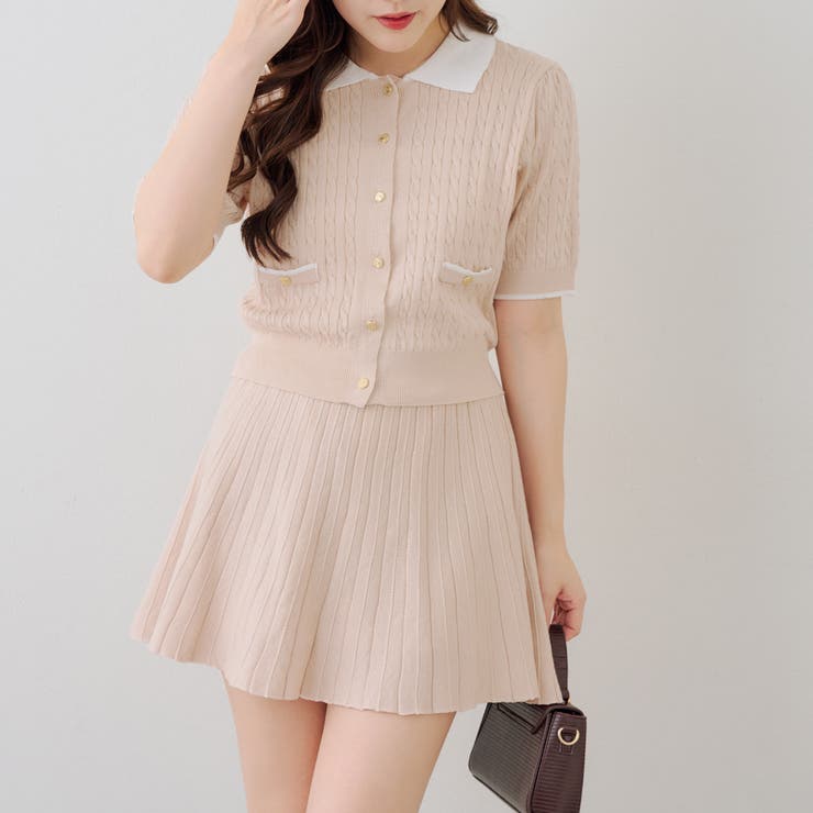 【セットアップ】配色ケーブルニット | NICE CLAUP / OLIVE des OLIVE　OUTLET | 詳細画像4 