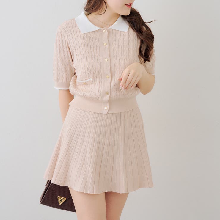 【セットアップ】配色ケーブルニット | NICE CLAUP / OLIVE des OLIVE　OUTLET | 詳細画像6 