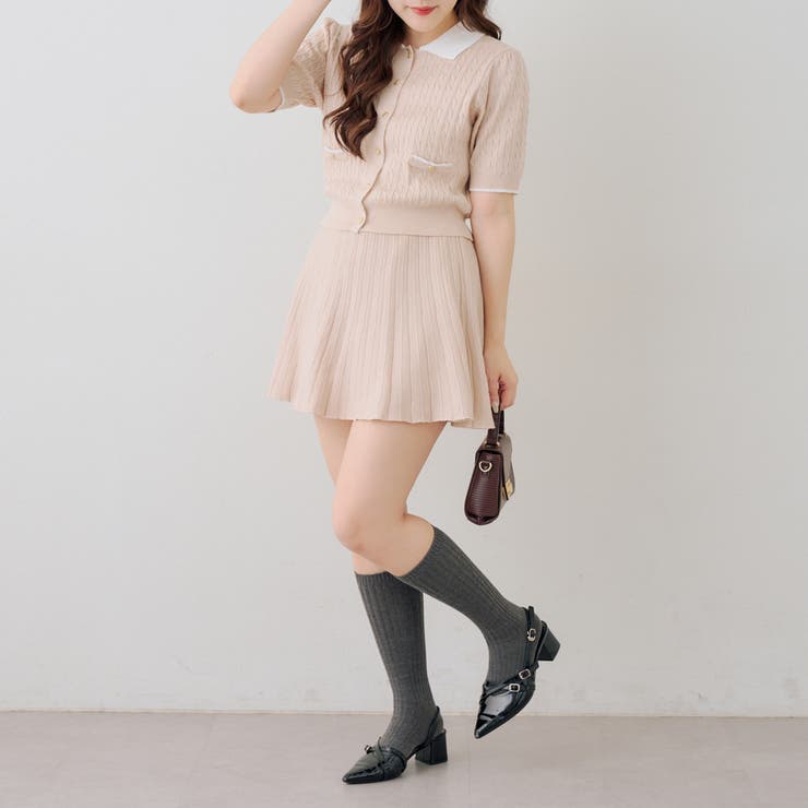 【セットアップ】配色ケーブルニット | NICE CLAUP / OLIVE des OLIVE　OUTLET | 詳細画像8 