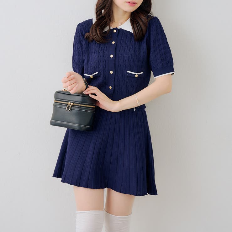 【セットアップ】配色ケーブルニット | NICE CLAUP / OLIVE des OLIVE　OUTLET | 詳細画像14 