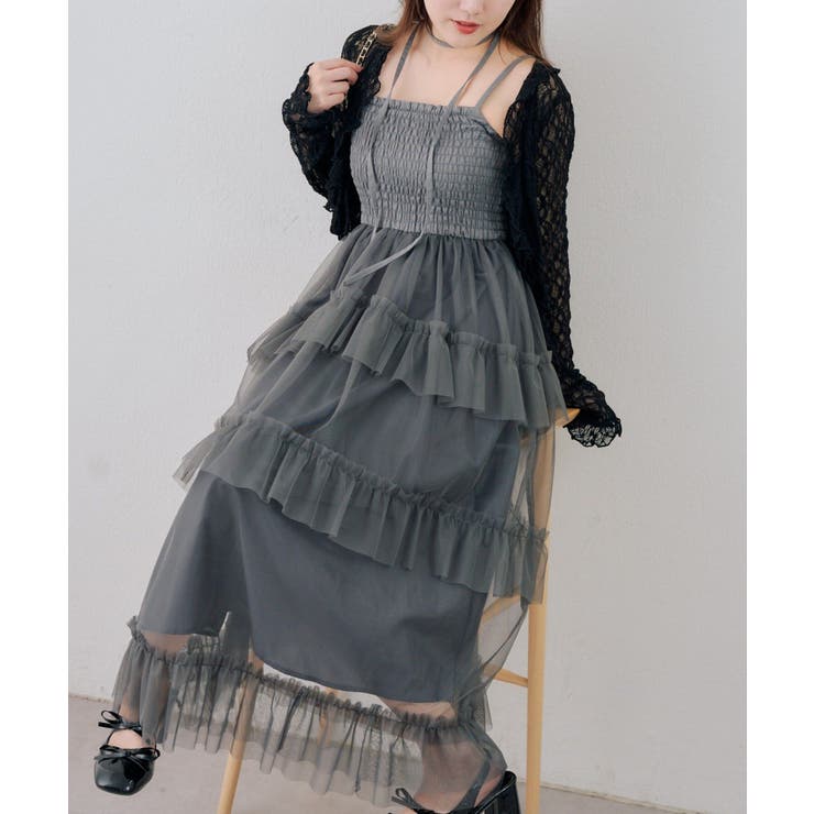 グレー | シャーリングティアードキャミワンピース | NICE CLAUP / OLIVE des OLIVE　OUTLET