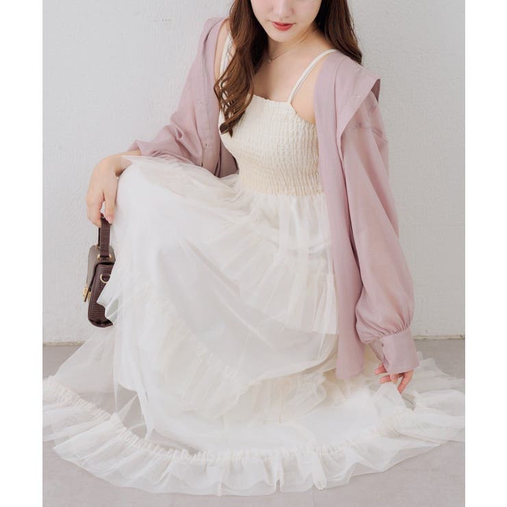 アイボリー | シャーリングティアードキャミワンピース | NICE CLAUP / OLIVE des OLIVE　OUTLET