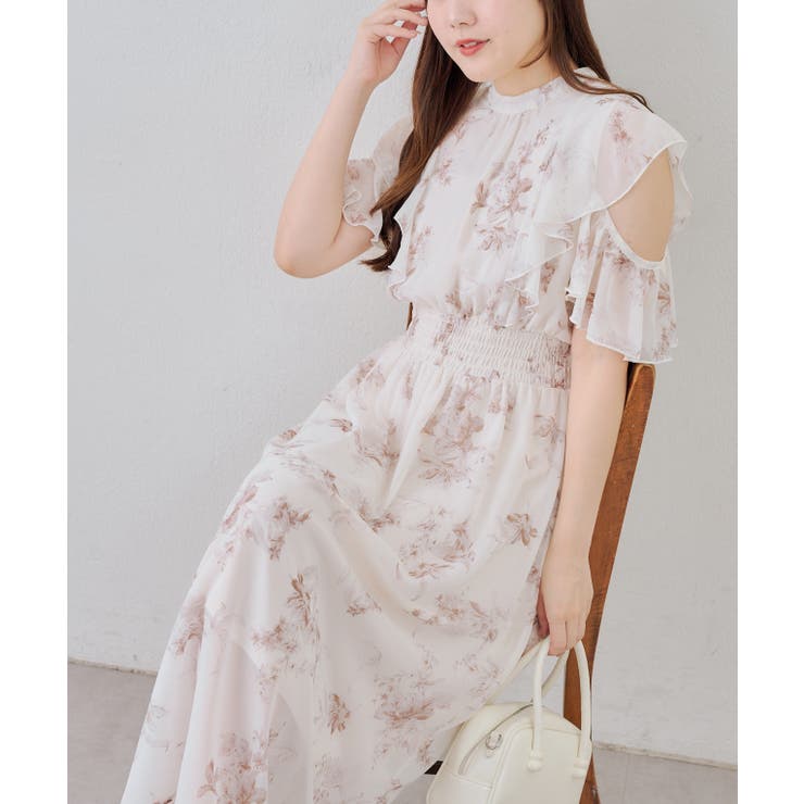 ブラウン | 肩開き後リボンワンピース | RMAF　NICE CLAUP / OLIVE des OLIVE