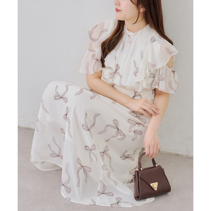 ピンク | 肩開き後リボンワンピース | RMAF　NICE CLAUP / OLIVE des OLIVE