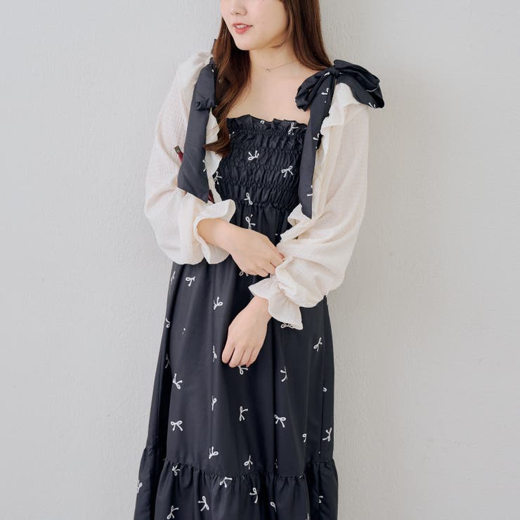 柄2 | シャーリングロングタンクワンピース | NICE CLAUP / OLIVE des OLIVE　OUTLET