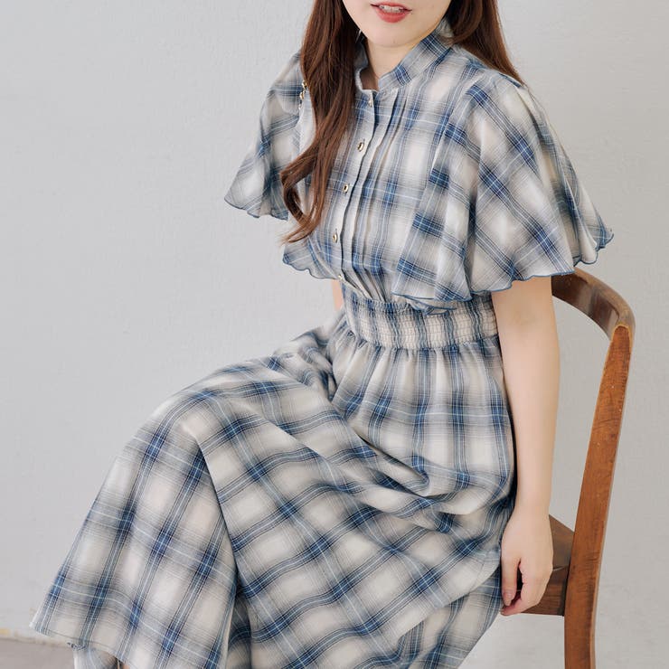 ブルー | ピンタック袖フレアワンピース | NICE CLAUP / OLIVE des OLIVE　OUTLET