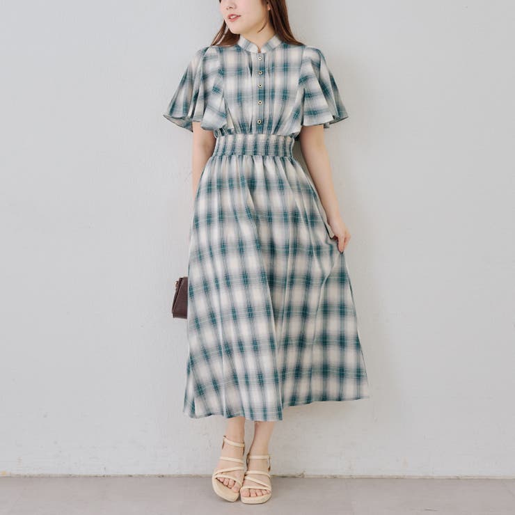 グリーン | ピンタック袖フレアワンピース | NICE CLAUP / OLIVE des OLIVE　OUTLET