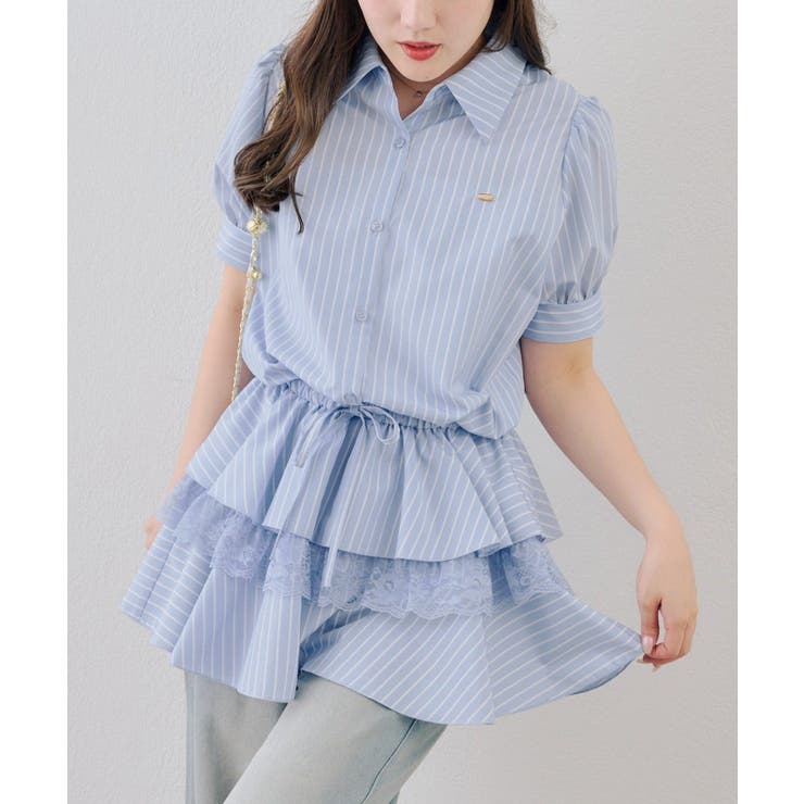 ストライプ | 裾ティアードミニワンピース | RMAF　NICE CLAUP / OLIVE des OLIVE