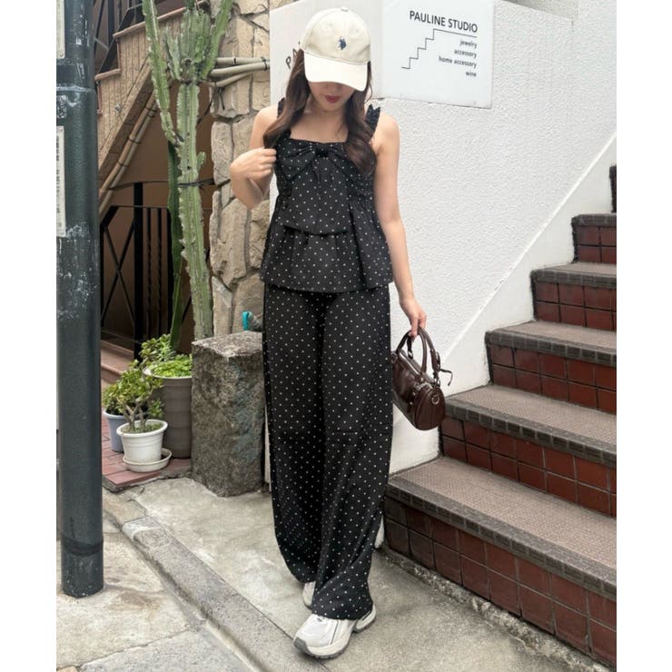 ドット | 【セットアップ】リボン付キャミ×パンツ サロペ風 | RMAF　NICE CLAUP / OLIVE des OLIVE