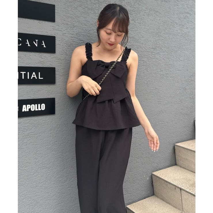 【セットアップ】リボン付キャミ×パンツ サロペ風 | RMAF　NICE CLAUP / OLIVE des OLIVE | 詳細画像12 