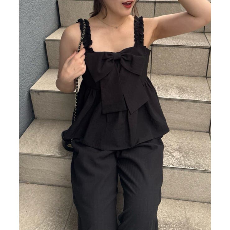 【セットアップ】リボン付キャミ×パンツ サロペ風 | RMAF　NICE CLAUP / OLIVE des OLIVE | 詳細画像14 