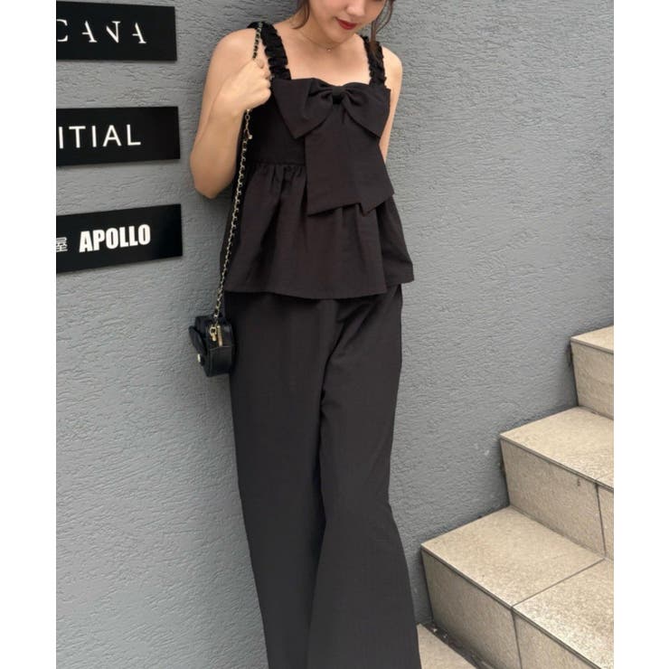【セットアップ】リボン付キャミ×パンツ サロペ風 | RMAF　NICE CLAUP / OLIVE des OLIVE | 詳細画像15 