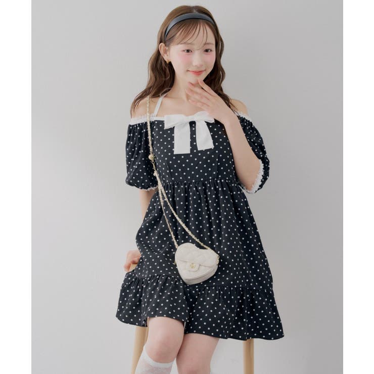 【Web限定】リボン付ドットミニワンピース | RMAF　NICE CLAUP / OLIVE des OLIVE | 詳細画像2 