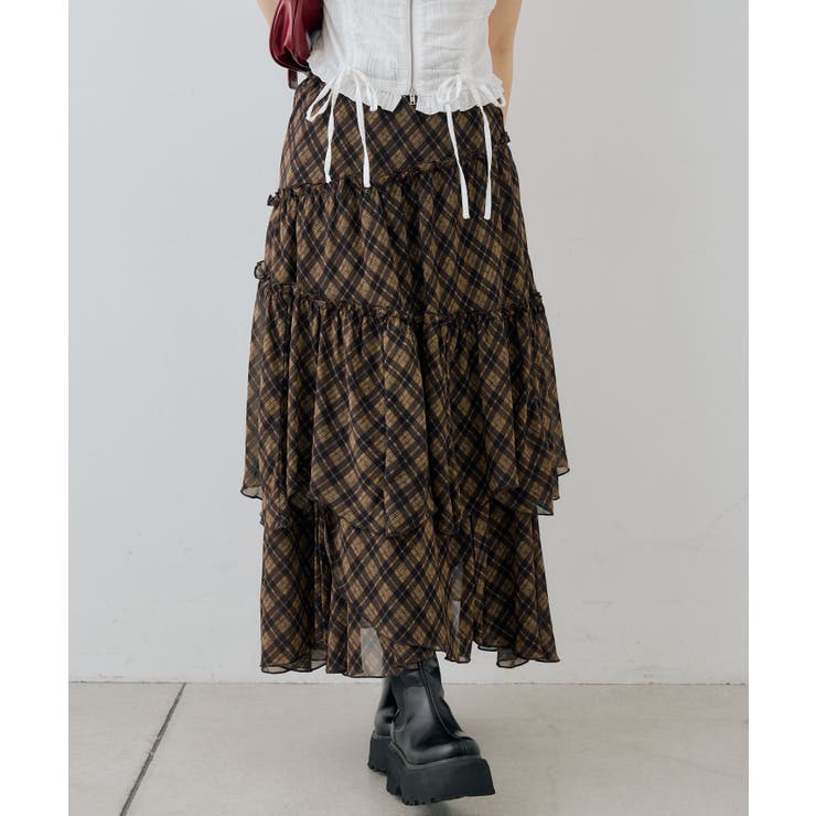 【チェック柄】ランダムティアードロングスカート | RMAF　NICE CLAUP / OLIVE des OLIVE | 詳細画像19 