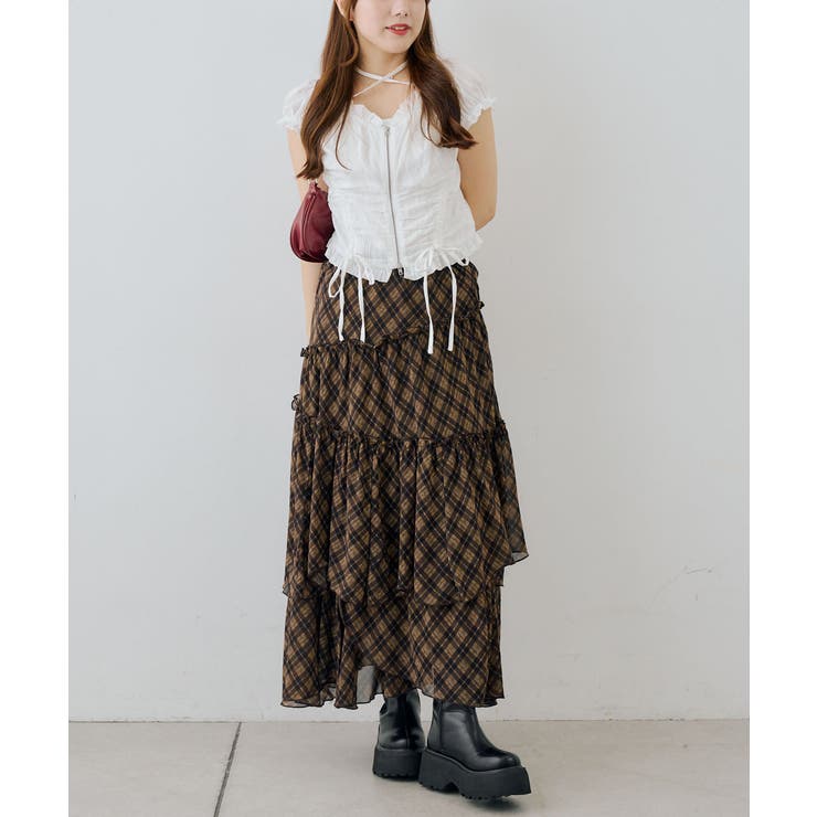【チェック柄】ランダムティアードロングスカート | RMAF　NICE CLAUP / OLIVE des OLIVE | 詳細画像21 