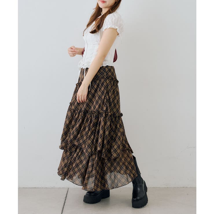 【チェック柄】ランダムティアードロングスカート | RMAF　NICE CLAUP / OLIVE des OLIVE | 詳細画像22 