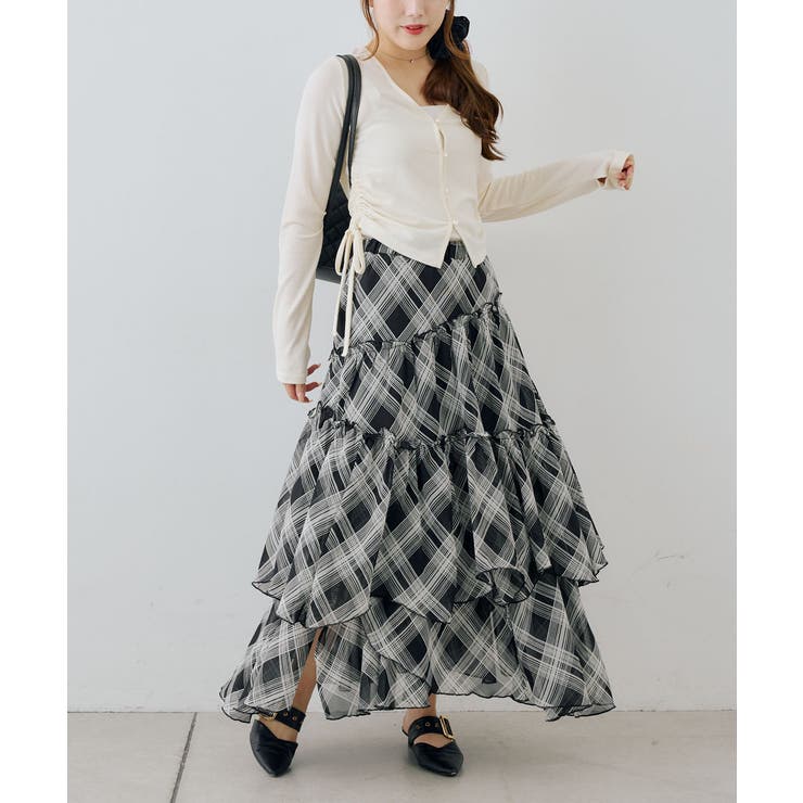 【チェック柄】ランダムティアードロングスカート | RMAF　NICE CLAUP / OLIVE des OLIVE | 詳細画像5 