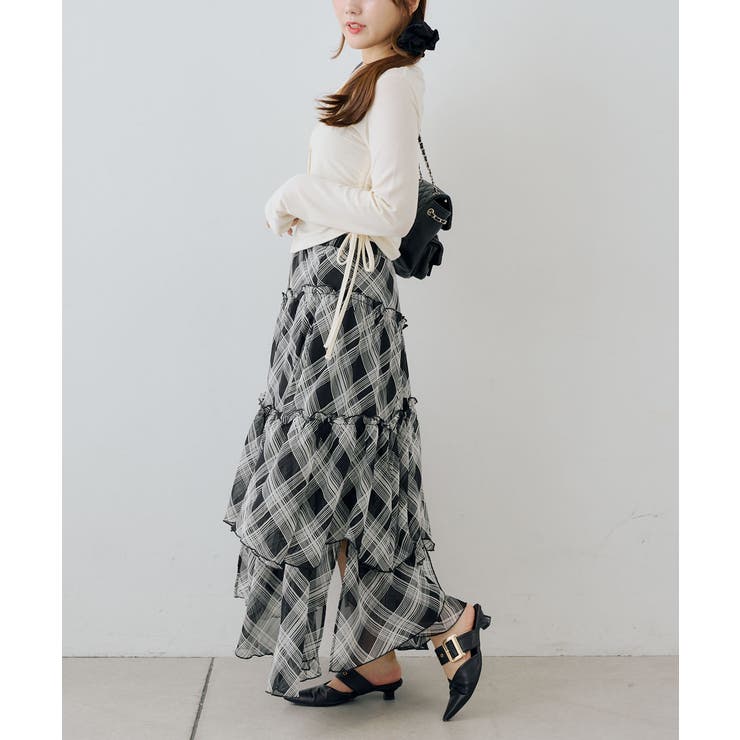 【チェック柄】ランダムティアードロングスカート | RMAF　NICE CLAUP / OLIVE des OLIVE | 詳細画像6 