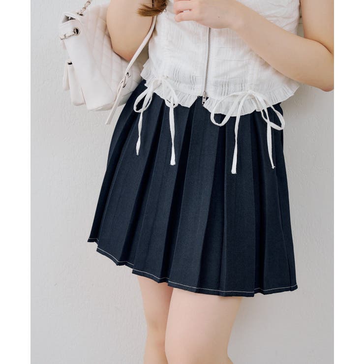 ネイビー | 【セットアップ対応】ミニプリーツスカート | RMAF　NICE CLAUP / OLIVE des OLIVE