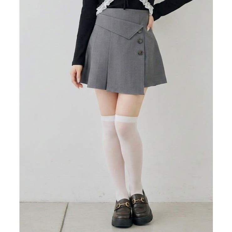 チャコール | 折り返しプリーツミニスカート | RMAF　NICE CLAUP / OLIVE des OLIVE