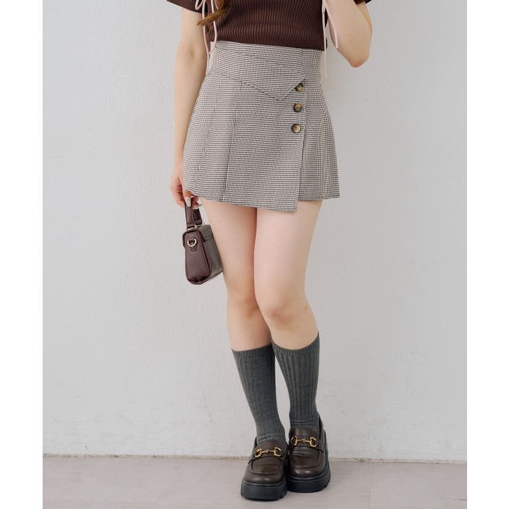 ブラウン系 | 折り返しプリーツミニスカート | RMAF　NICE CLAUP / OLIVE des OLIVE