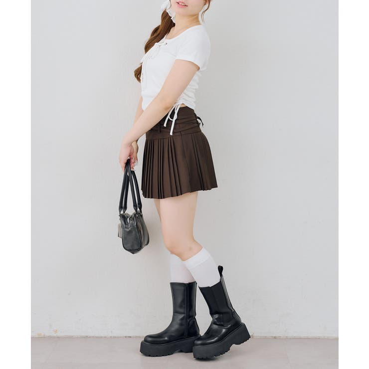 ダブルベルトランダムプリーツミニスカート | RMAF　NICE CLAUP / OLIVE des OLIVE | 詳細画像12 