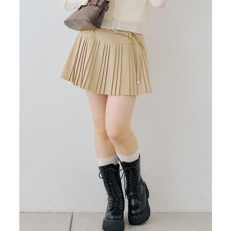 ダブルベルトランダムプリーツミニスカート | RMAF　NICE CLAUP / OLIVE des OLIVE | 詳細画像14 