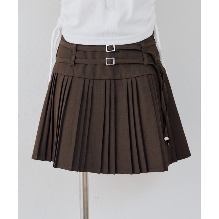 ダブルベルトランダムプリーツミニスカート | RMAF　NICE CLAUP / OLIVE des OLIVE | 詳細画像33 