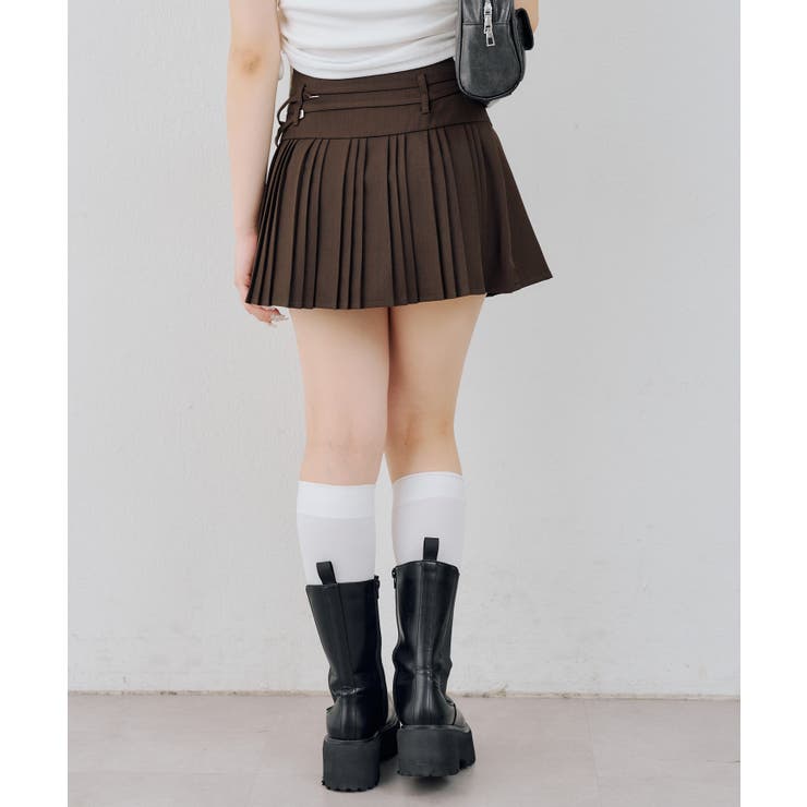 ダブルベルトランダムプリーツミニスカート | RMAF　NICE CLAUP / OLIVE des OLIVE | 詳細画像6 