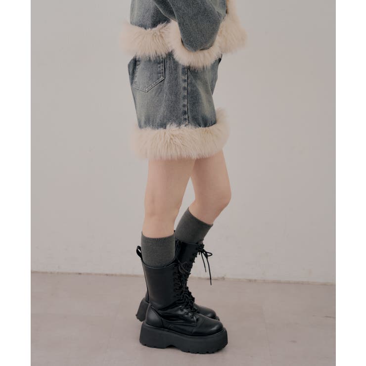 【セットアップ対応】フェイクファー付デニムミニスカート | RMAF　NICE CLAUP / OLIVE des OLIVE | 詳細画像22 