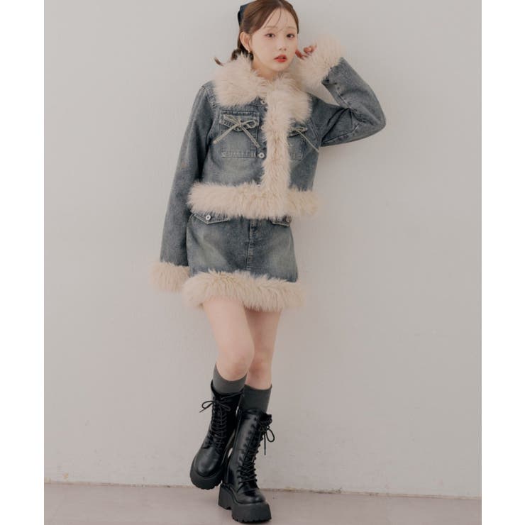 【セットアップ対応】フェイクファー付デニムミニスカート | RMAF　NICE CLAUP / OLIVE des OLIVE | 詳細画像28 