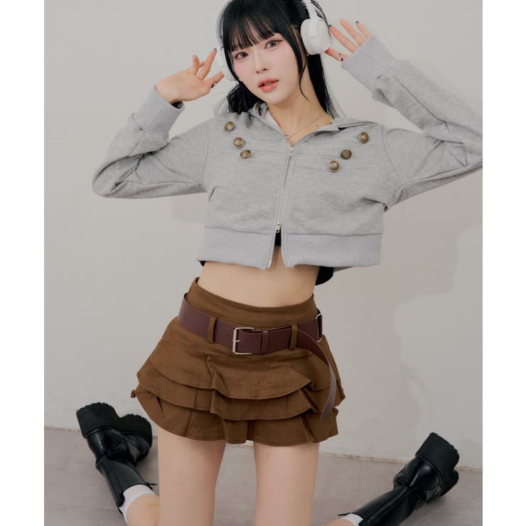 ベルト付ティアードミニスカート | RMAF　NICE CLAUP / OLIVE des OLIVE | 詳細画像7 