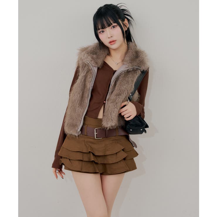 ベルト付ティアードミニスカート | RMAF　NICE CLAUP / OLIVE des OLIVE | 詳細画像23 