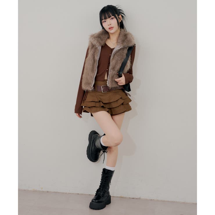 ベルト付ティアードミニスカート | RMAF　NICE CLAUP / OLIVE des OLIVE | 詳細画像28 