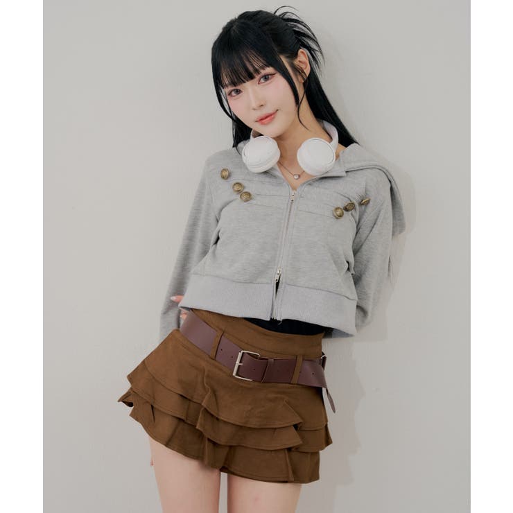 ベルト付ティアードミニスカート | RMAF　NICE CLAUP / OLIVE des OLIVE | 詳細画像3 