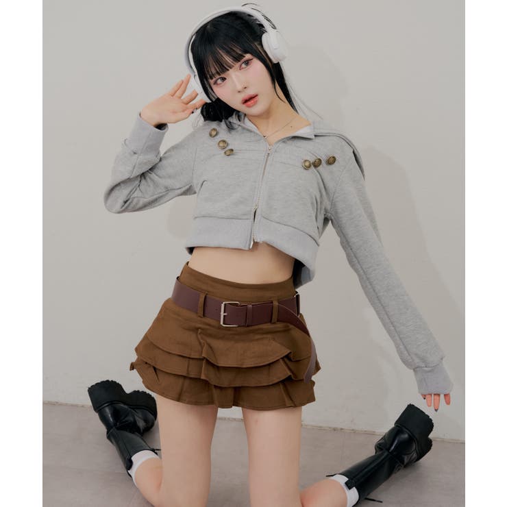 ベルト付ティアードミニスカート | RMAF　NICE CLAUP / OLIVE des OLIVE | 詳細画像6 