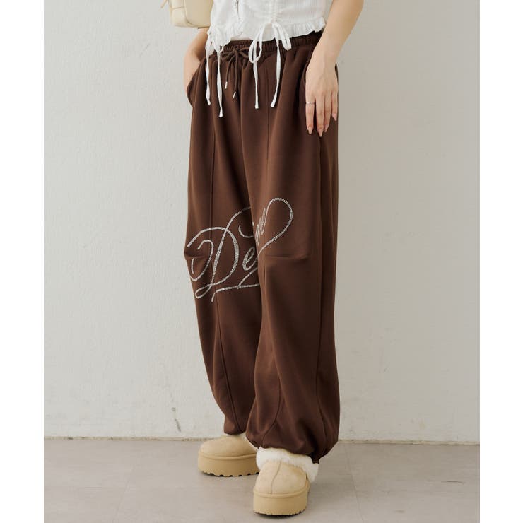 ブラウン | キラキラロゴのスウェットパンツ | RMAF　NICE CLAUP / OLIVE des OLIVE