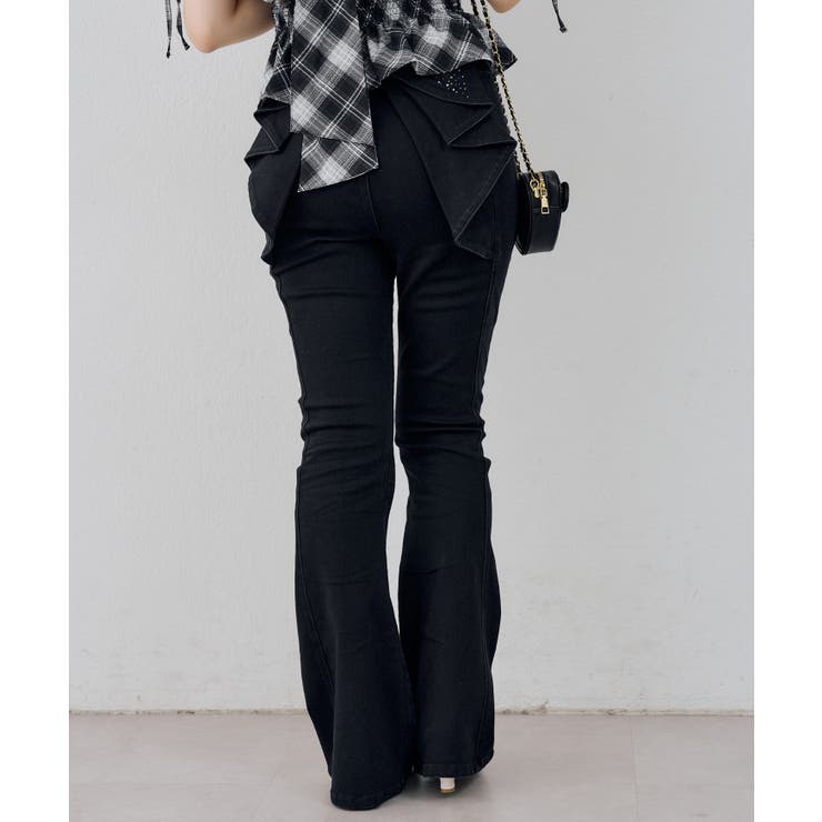 【S/M/Lサイズ展開】後キラキラリボンセミフレアデニム | RMAF　NICE CLAUP / OLIVE des OLIVE | 詳細画像19 