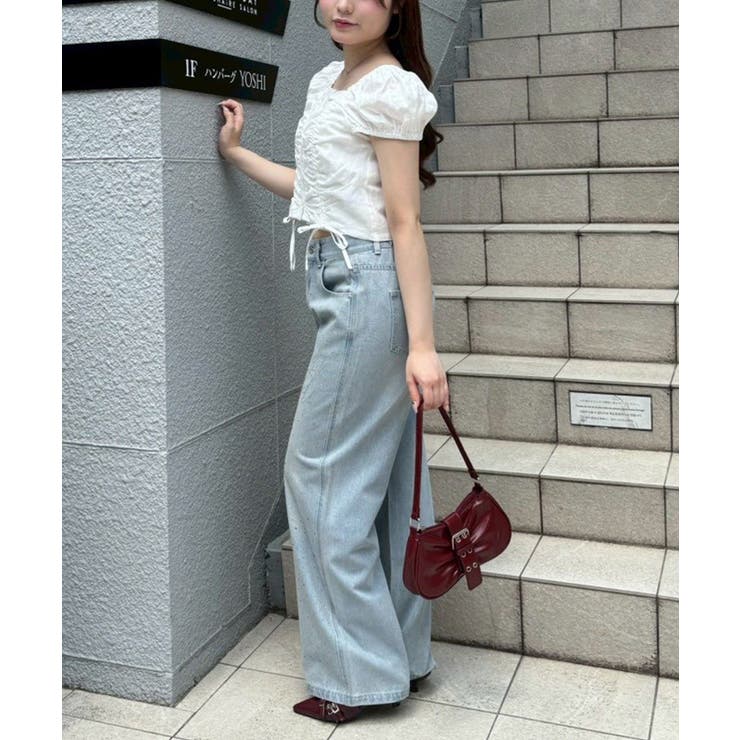 【S/Mサイズ展開】キラキラロゴバギーデニムパンツ | RMAF　NICE CLAUP / OLIVE des OLIVE | 詳細画像10 