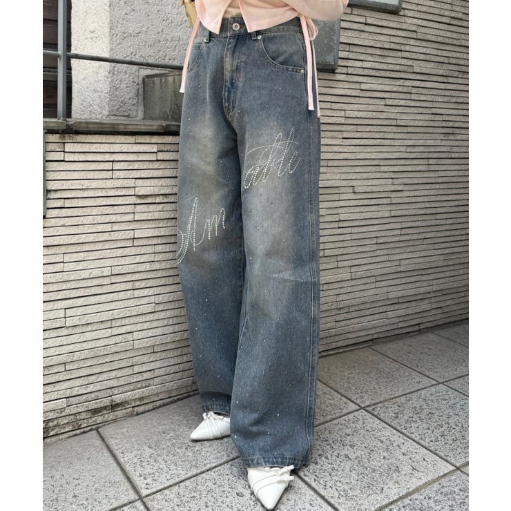 【S/Mサイズ展開】キラキラロゴバギーデニムパンツ | RMAF　NICE CLAUP / OLIVE des OLIVE | 詳細画像13 