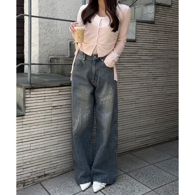 【S/Mサイズ展開】キラキラロゴバギーデニムパンツ | RMAF　NICE CLAUP / OLIVE des OLIVE | 詳細画像20 