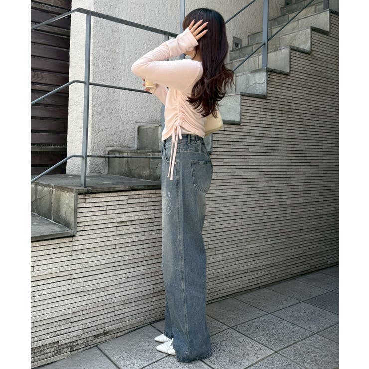 【S/Mサイズ展開】キラキラロゴバギーデニムパンツ | RMAF　NICE CLAUP / OLIVE des OLIVE | 詳細画像21 