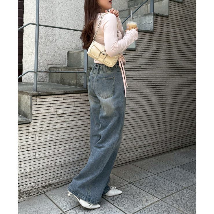 【S/Mサイズ展開】キラキラロゴバギーデニムパンツ | RMAF　NICE CLAUP / OLIVE des OLIVE | 詳細画像22 