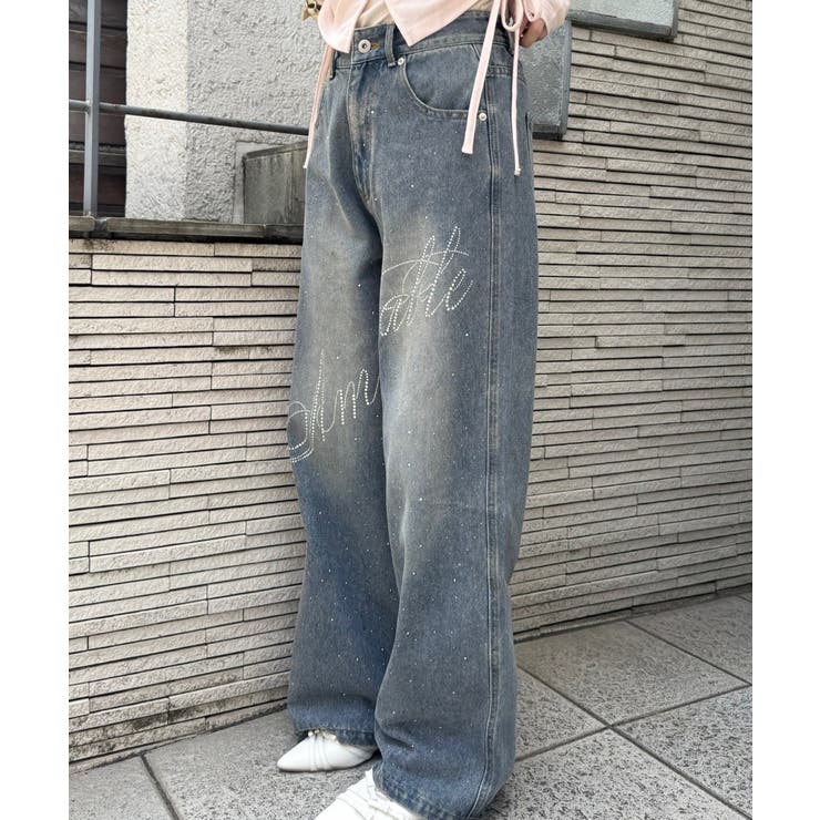 【S/Mサイズ展開】キラキラロゴバギーデニムパンツ | RMAF　NICE CLAUP / OLIVE des OLIVE | 詳細画像24 