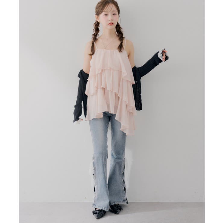 【S/Mサイズ展開】レースアップフレアデニムパンツ | RMAF　NICE CLAUP / OLIVE des OLIVE | 詳細画像7 