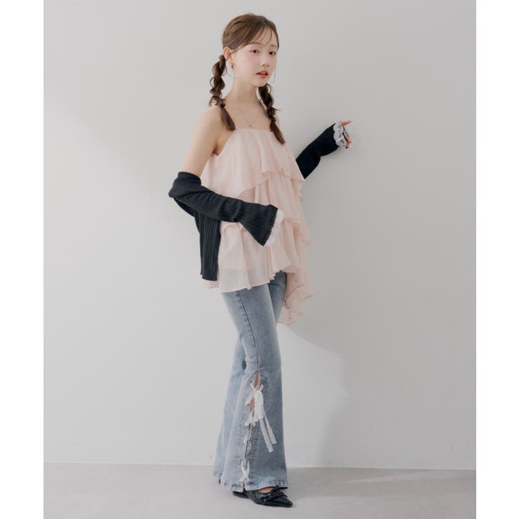 【S/Mサイズ展開】レースアップフレアデニムパンツ | RMAF　NICE CLAUP / OLIVE des OLIVE | 詳細画像8 