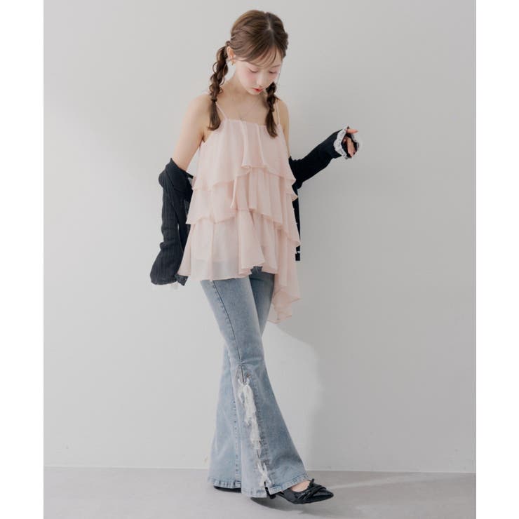 【S/Mサイズ展開】レースアップフレアデニムパンツ | RMAF　NICE CLAUP / OLIVE des OLIVE | 詳細画像9 