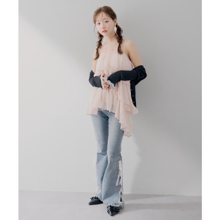 【S/Mサイズ展開】レースアップフレアデニムパンツ | RMAF　NICE CLAUP / OLIVE des OLIVE | 詳細画像11 